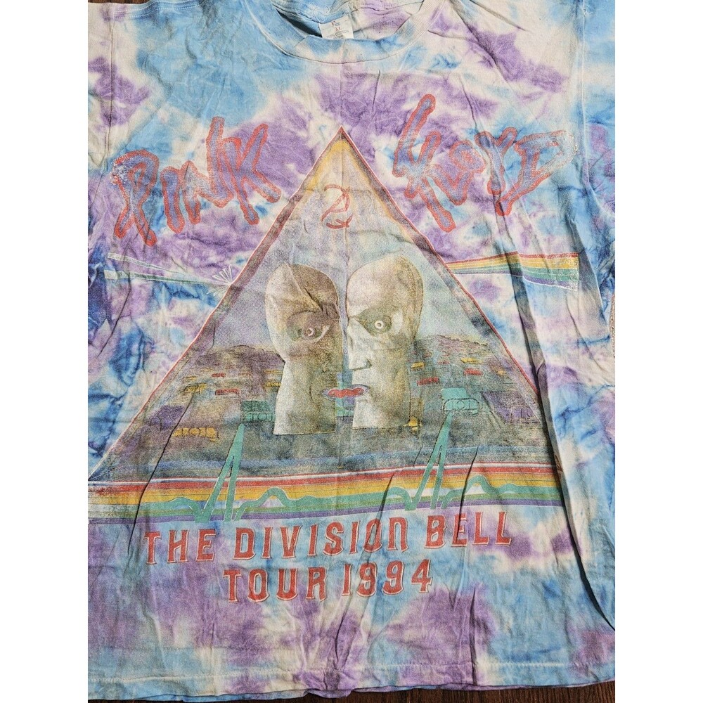 Vintage 1994 Pink Floyd The Division Bell Tour Tie Dye Band Tee Shirt Sz XL - Picture 4 of 14